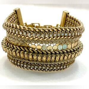 Stella & Dot Gold Layered Multi-Row Statement Cuff Bracelet